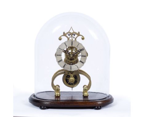 A VICTORIAN SKELETON CLOCK with anchor escapement and fusee, the silvered chapter ring signed T &amp; J Ollivant, Manchester,