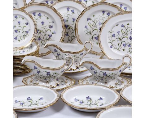 A SPODE CAMPANULA PATTERN PART DINNER SERVICE consisting of eighteen dinner plates, 28cm diameter, seventeen dessert plates, 