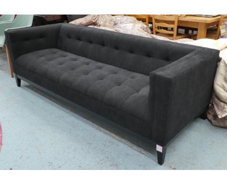 SOFA, 216cm L x 70cm H with black upholstery. 