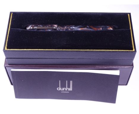 GREY MARBLE RESIN DUNHILL SIDECAR ROLLER BALL PEN - with palladium-plated brass and an engine-turned forepart. Can be convert