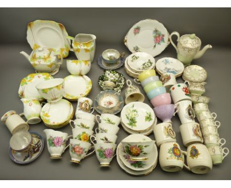 ROYAL GRAFTON, Royal Albert, Paragon and other part tea sets, cups and saucers and a small selection of commemorative mugs (w