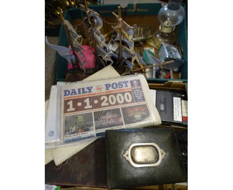 MIXED COLLECTABLES, a quantity in 2 boxes to include vintage Waltham cassette recorder, jewellery and cash boxes, model ships