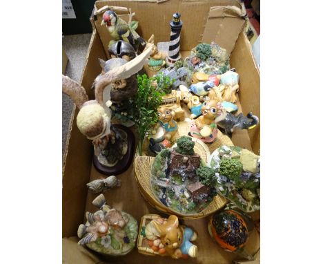 PENDELFIN FIGURINES, Country Village cottages, ceramic bird figurines ETC