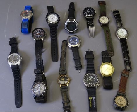 14 GENTLEMAN'S WRISTWATCHES, various brands including Oris, Slazenger, Sekonda and Timex including two Timex Expedition, main