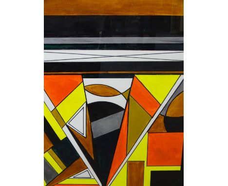 SHAN ECCLES (emerging Deganwy artist) - colourful abstract study in mainly yellows, browns and oranges, 30 x 40cms