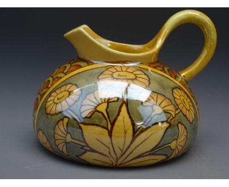 WILEMAN &amp; CO SPANO-LUSTRA IRIDESCENT GLAZE SQUAT JUG No 3036 with factory back stamps and the Foley England, 7.5cms overa