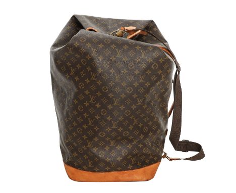LOUIS VUITTON VINTAGE Reisetasche/Seesack "SAC MARINE". Koll. 1999. Monogram Canvas Serie mit naturbelassenem Leder und goldf