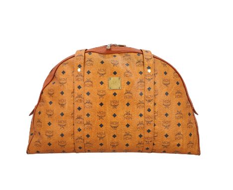 MCM VINTAGE Shoppertasche. Klassische Visetos Serie in Cognacfarben mit goldfarbener Hardware. Starke Trage und Altersspuren 