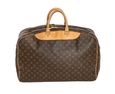LOUIS VUITTON Reisetasche "ALIZE". Koll. 2003. Klassische Monogram Canvas Serie mit naturbelassenem Leder und goldfarbener Ha