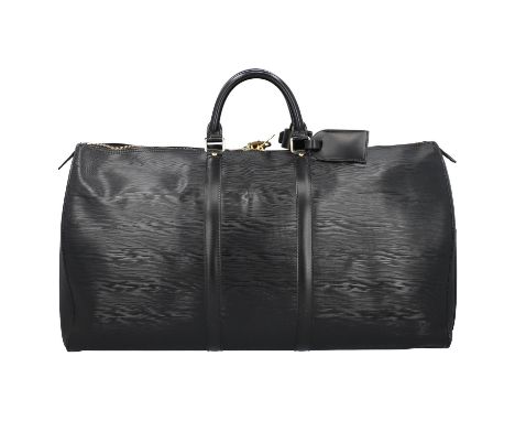LOUIS VUITTON VINTAGE Weekender "KEEPALL 55", Koll.: 1994. Epi Leder Serie in Schwarz mit goldfarbener Hardware, Reißverschlu