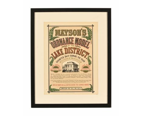 An early 20th century Maysons of Keswick advertising poster, for the Ordnance Model of The Lake District, exhibited daily dur