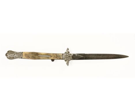 A 19th century Victorian gentleman's "Elegant" dirk, by Broomhead and Thomas, bone handled.  Length closed 15 cm.  This blade