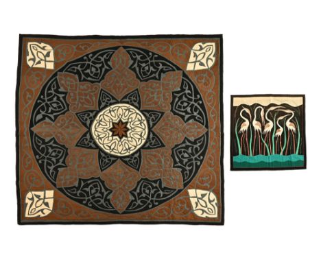 A large 20th century tapestry throw of Arts & Crafts style.  216 x 228 cm, together with a smaller tapestry throw depicting s
