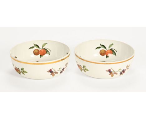 A pair of Royal Worcester Evesham patterned fruit bowls.  Diameter 25 cm.