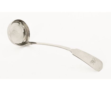 An early 19th century Scottish Provincial silver sauce ladle by Charles Murray, circa 1820.  Length 17 cm, 60 grams.  (see il
