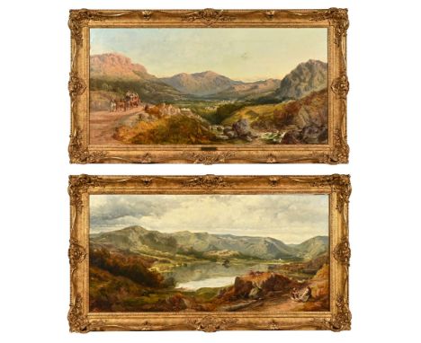 George William Pettitt (FL 1857-1862), Grasmere from up and down the valley, a pair, oil on canvas.  Each 55 x 111 cm (2).  N