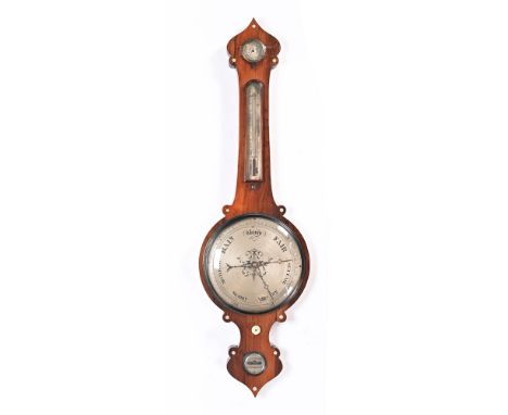 A 19th century rosewood wheel barometer, signed J Spittall Whitehaven, with silvered thermometer, level and bone knob.  102 c