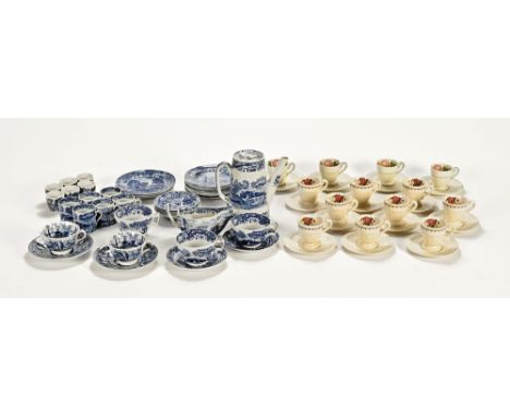A quantity of Spode Italian blue and white tea and coffee ware and a Wedgwood bullfinch coffee set, together with a Wedgwood 