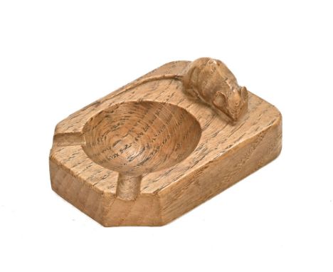 A vintage oak Robert "Mouseman" Thompson of Kilburn ashtray.  Width 10 cm.  (see illustration).