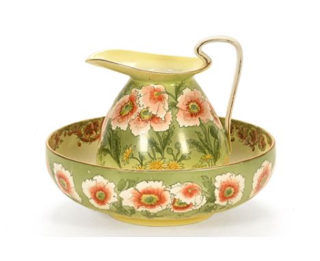 An Edwardian ceramic wash set, Royal Burslem England, poppy and daisy RN 374874, comprising of jug and basin.  Jug height 27.