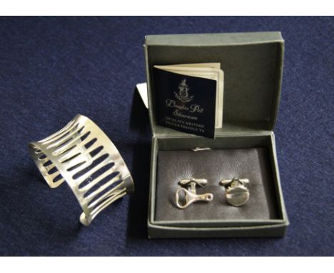 925 silver novelty cufflinks and a 925 silver bangle