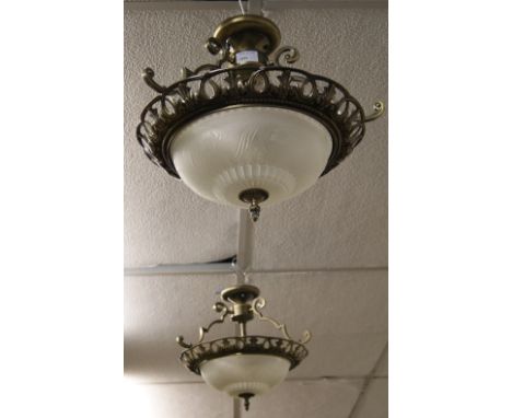 A pair of contemporary Murano glass ceiling light fittings (not tested)