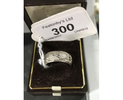VINTAGE SILVER RING , WITH FLOWER PATTERN