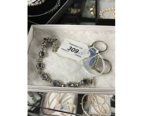 2 SILVER RING & SILVER BRACELET