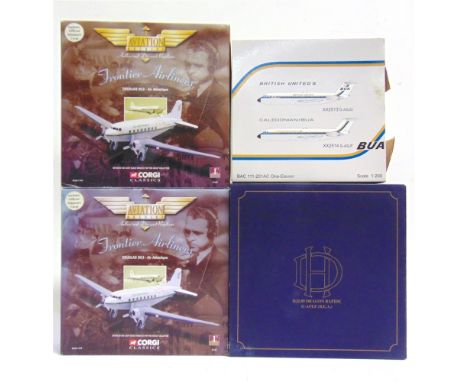 ASSORTED AVIATION MODELS &amp; COLLECTABLES  comprising a 1/200 scale BAC 111-201AC One-Eleven 'British United', G-ASJF, boxe