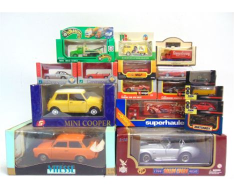 SEVENTEEN ASSORTED DIECAST MODEL VEHICLES  including a 1/18 scale Vitesse Trabant, each mint or near mint and boxed.