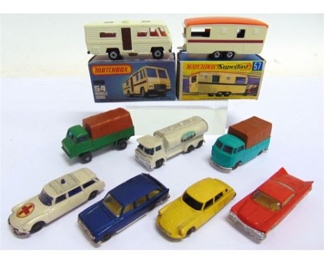ASSORTED DIECAST MODEL VEHICLES  comprising a Matchbox 1-75 Series No.54, Mobile Home, cream, mint and boxed; No.57, Trailer 