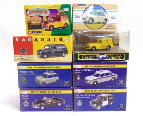 EIGHT ASSORTED 1/43 SCALE DIECAST MODEL VEHICLES  including four Atlas Editions Police service issues, each mint or near mint