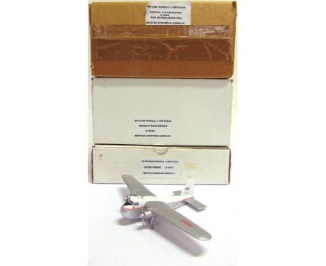THREE 1/200 SCALE DIECAST MODEL AIRCRAFT comprising a Heathrow Models Vickers Viking 'British European Airways', G-AHPL; Skyl