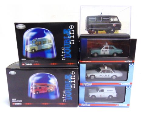 SIX DIECAST MODEL EMERGENCY SERVICE VEHICLES  by Vanguards (3), Corgi Nine Double Nine (2), and Oxford Diecast (1), each mint
