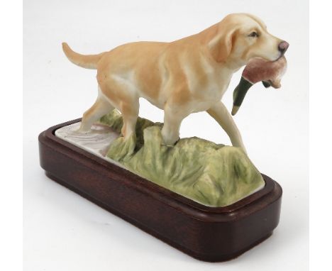 A Royal Worcester model, of a Yellow Labrador, from the sporting dogs series, modelled by Doris Lindner, circa 1975, on woode