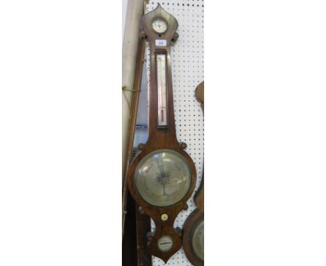 A 19th century rosewood barometer, with silvered dial and thermometer, af, height 39ins
