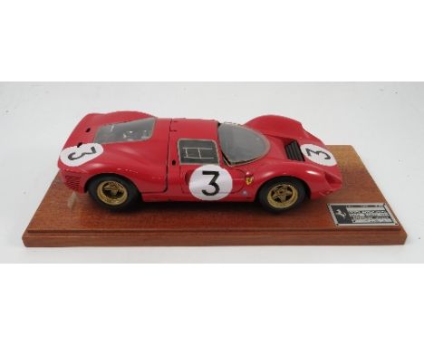 A Carlo Brianza 1:14 scale model of a Ferrari 330 P4, on a mahogany plinth 