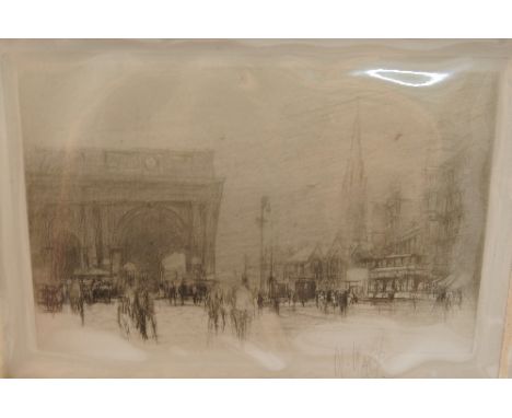 William Walcot, black and white etching, Newcastle, signed in pencil, unframed, 4.25ins x 6.25ins