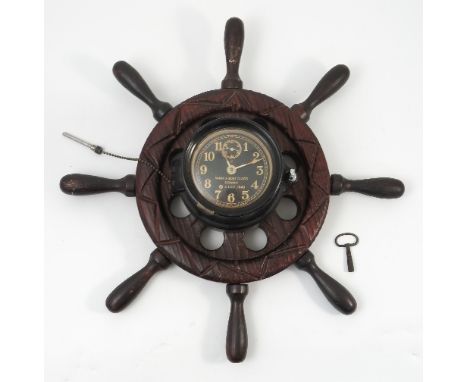 A Seth Thomas mark I - boat clock, for the US Navy, no. 3168, 1940, the 3.5" branded black dial with white Arabic numerals, s