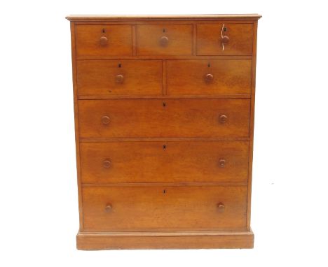 A Victorian maple chest of drawers, fitted two short drawers over three long drawers, stamped Gillows, Lancaster, width 42ins