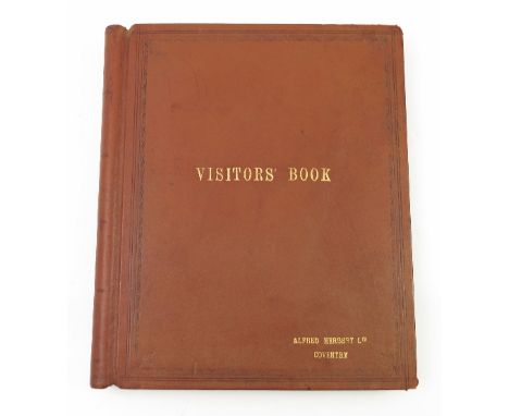 A leather bound visitors book, from Alfred Herbert Ltd, Coventry, signed by George V & VI, Earl Macclesfield, various WWI Jap