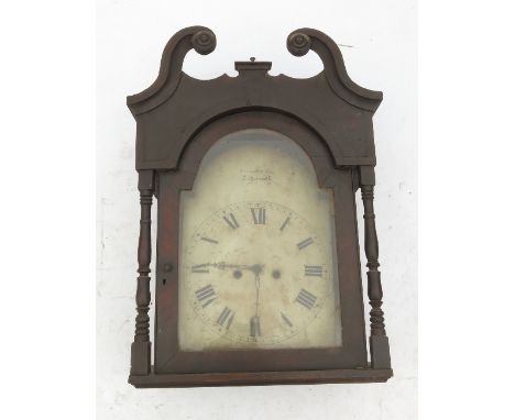 A 19th century oak and mahogany long case clock, with arched painted dial by Corrall and Son of Lutterworth