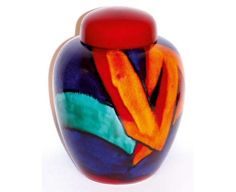 A Poole pottery Graffiti ginger jar and cover, 30 cm high, impressed mark, Poole label, modern