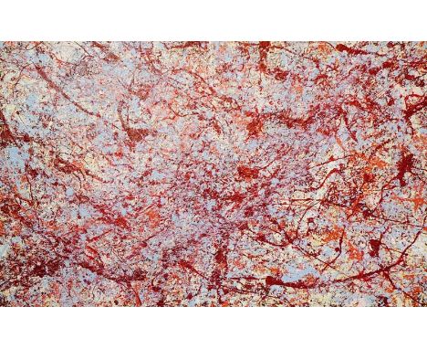 American School, late 20th Century - abstract in the manner of Jackson Pollock, oil on canvas, indistinctly signed and number
