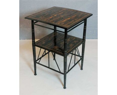 E. W. Godwin - an Anglo-Japanese coromandel veneered "thebes" table, the figured square top with parquetry strung border, the