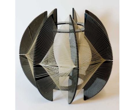 A black perspex hanging light shade comprising seven fins strung with synthetic thread, 35 cm high, 38 cm diameter approx., C