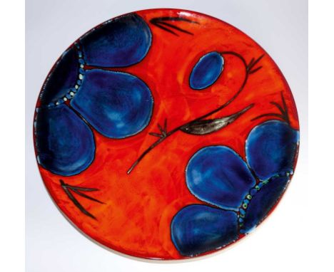 A Poole pottery charger - Himalayan Poppy, 40 cm diameter, moulded mark, modern