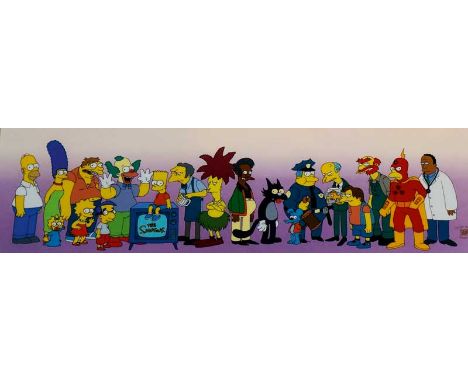 The Simpsons - a Limited Edition Serigraph of The Simpsons characters, 26 cm x 87 cm in mount, bearing certificate of authent