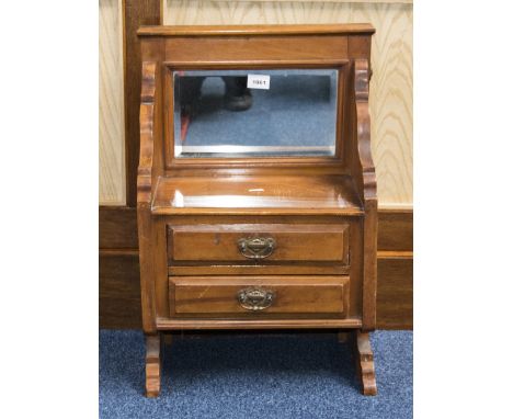 Mahogany Adapted Shelf Unit With Two Drawers And Mirror Back, Height 24 Inches