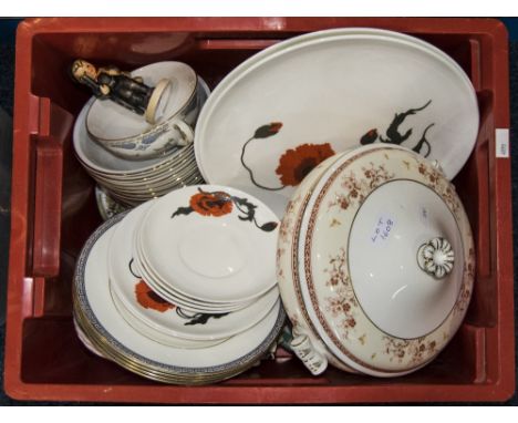 Mixed Box Containing A Collection Of Pottery, Makes To Include Coalport, Royal Doulton, Hummel Figure, Wedgwood Etc.